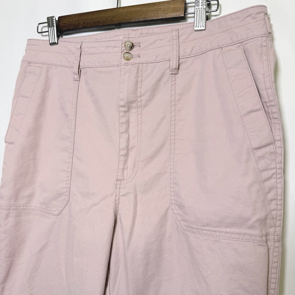 Madewell High-Rise Carpenter Pants Pink Cotton Twill Utility Trousers MB288 31